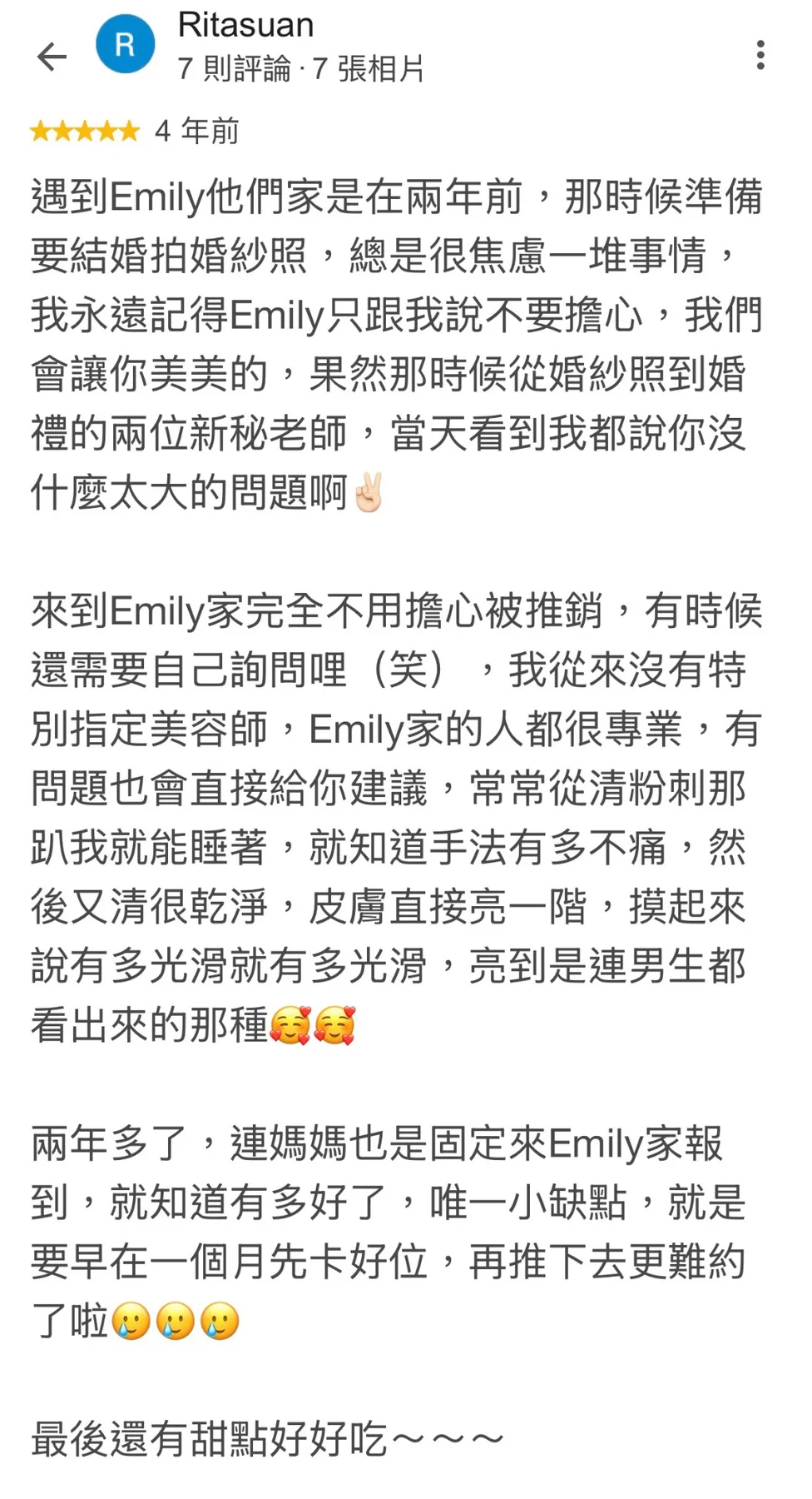 Emily Spa Google 五星真實顧客評論 28